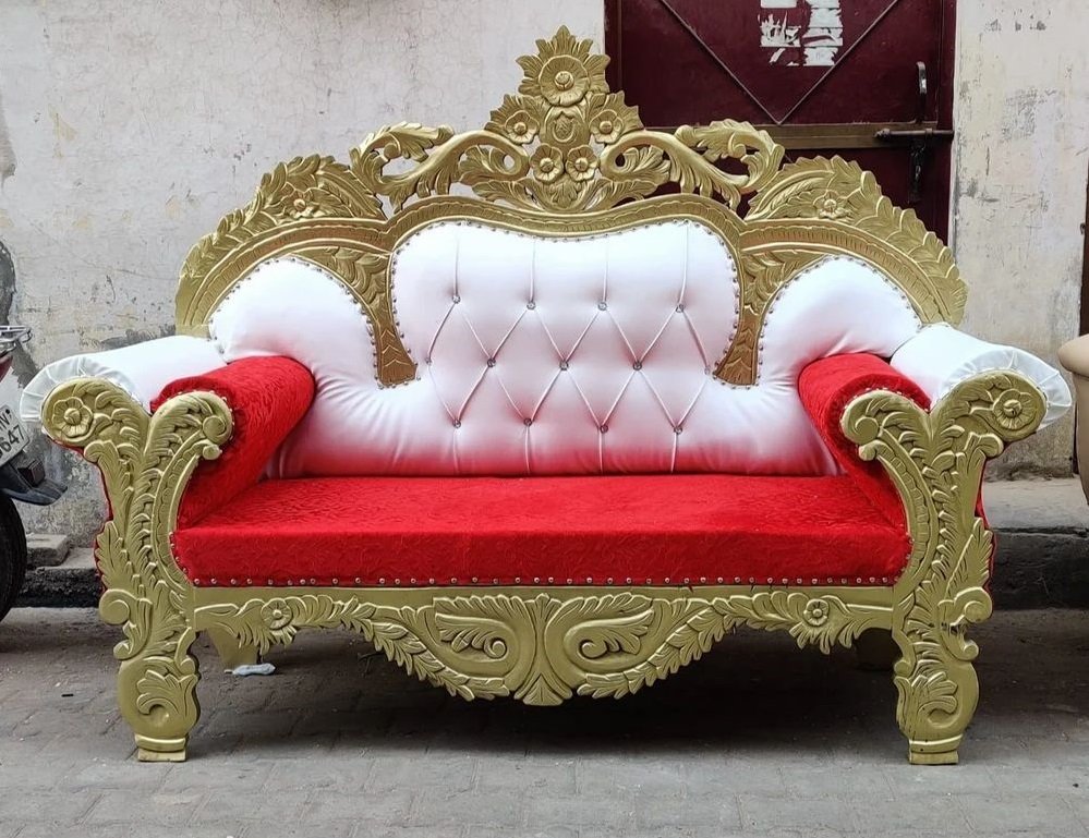 White & Gold Two Seater Wedding Sofa